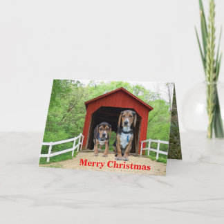 Funny Beagle Red Covered Bridge Weihnachten
