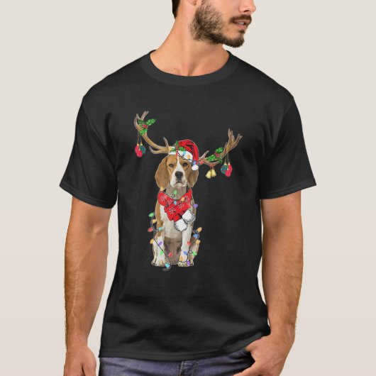 Funny Beagle Reindeer Christmas Dogs Christmas Lig T-Shirt (Vorderseite)