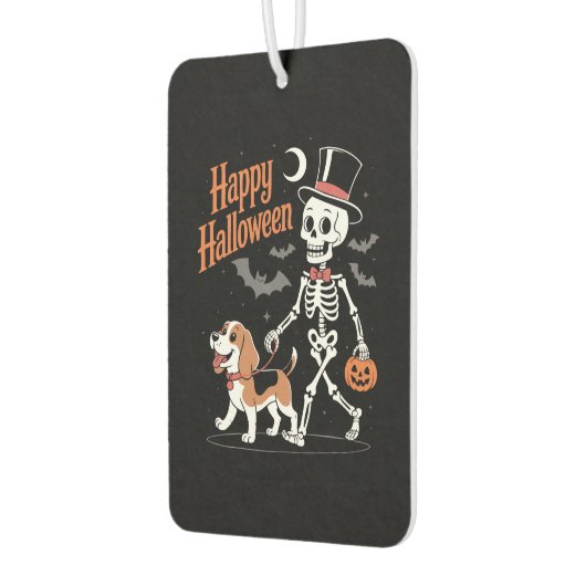Funny Beagle Skeleton Dog Walking Autolufterfrischer (Links)