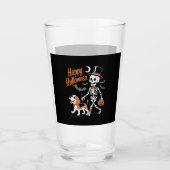 Funny Beagle Skeleton Dog Walking Glas (Vorderseite)