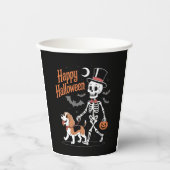 Funny Beagle Skeleton Dog Walking Pappbecher (Vorderseite)