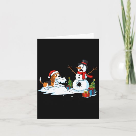 Funny Beagle Snowman Christmas Tree Xmas Womens Me Karte (Vorderseite)