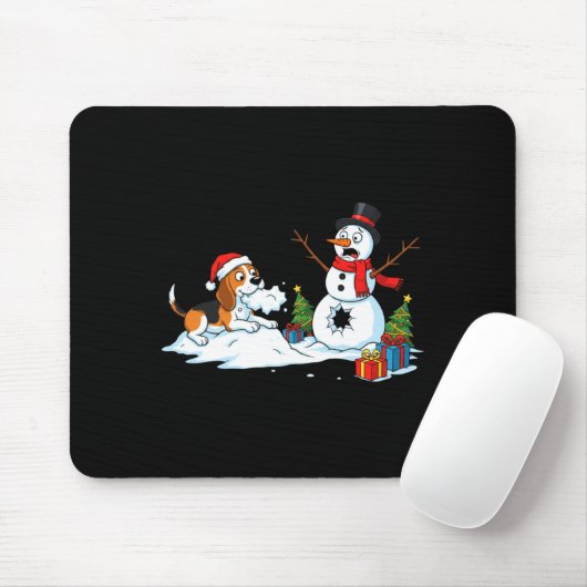 Funny Beagle Snowman Christmas Tree Xmas Womens Me Mousepad (Mit Mouse)