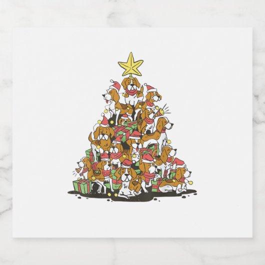 Funny Beagle Weihnachtsbaum für Beagle Hundeliebha Schaumweinetikett (Einzelnes Label)