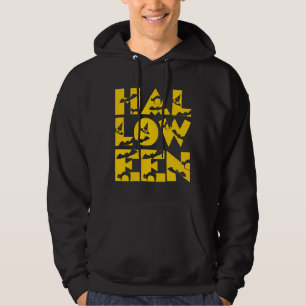 Funny Beängstigend Black Cat Bat Hexenhut TextHall Hoodie