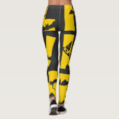 Funny Beängstigend Black Cat Bat Hexenhut TextHall Leggings (Rückseite)