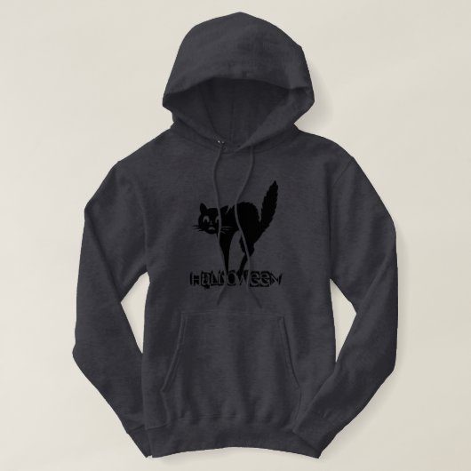 Funny Beängstigend Black Cat Halloween Hoodie (Design vorne)