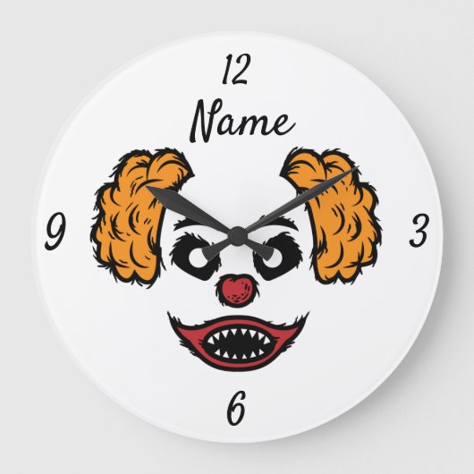 Funny Beängstigend Clown Thunder_Cove Große Wanduhr (Vorderseite)