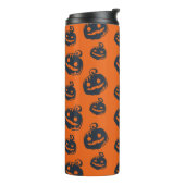 Funny Beängstigend Pumpkin Faces Halloween Thermosbecher (Nach links gedreht)