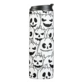Funny Beängstigend Pumpkin Faces Sketch Thermosbecher (Nach links gedreht)
