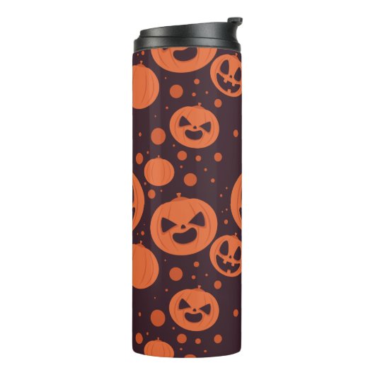 Funny Beängstigend Pumpkin Faces Thermosbecher (Nach links gedreht)