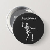 Funny Beängstigend Skeleton Happy Halloween Button (Vorne & Hinten)