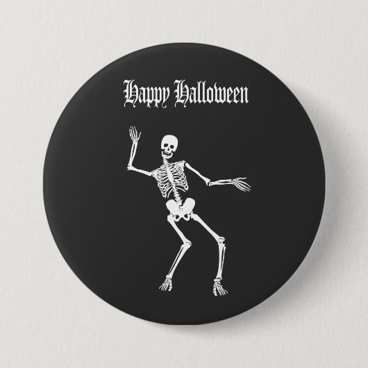 Funny Beängstigend Skeleton Happy Halloween Button (Vorderseite)