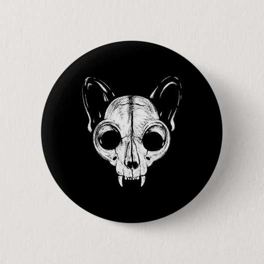 Funny Beängstigend Spooky Cat Feline Skull Skeleto Button (Vorderseite)