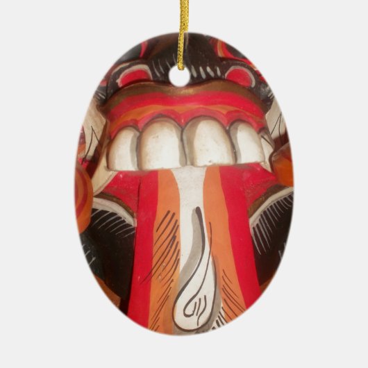 Funny Beängstigend Weiße Zunge Asiatisches Hallowe Keramik Ornament (Vorne)