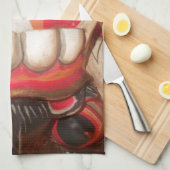 Funny Beängstigende Weiße Zunge Halloween Maske Geschirrtuch (Viertel Falte)