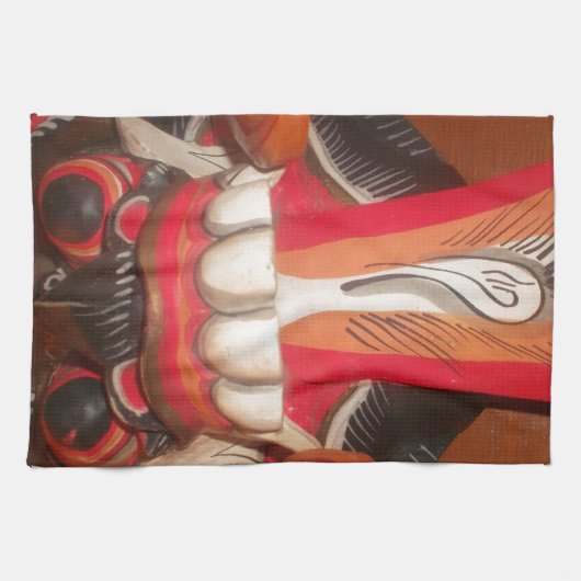 Funny Beängstigende Weiße Zunge Halloween Maske Geschirrtuch (Horizontal)