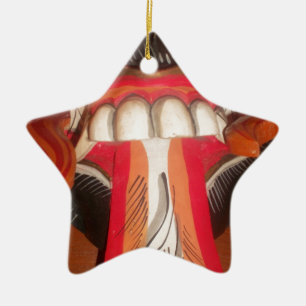 Funny Beängstigende Weiße Zunge Halloween Maske Keramikornament