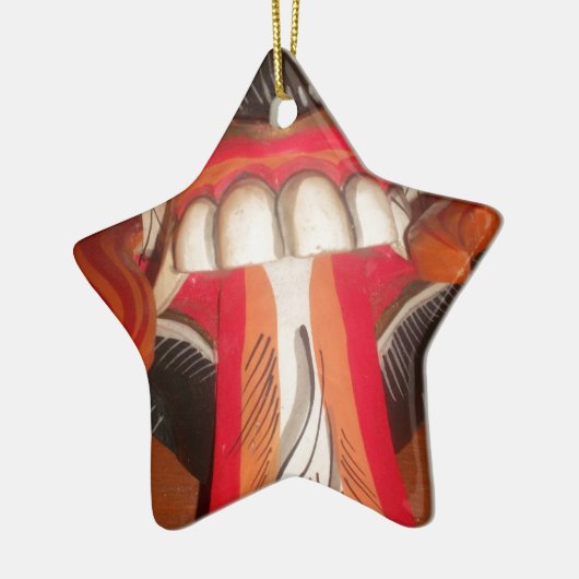 Funny Beängstigende Weiße Zunge Halloween Maske Keramikornament (Links)