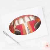 Funny Beängstigende Weiße Zunge Halloween Maske Ovaler Aufkleber (Umschlag)