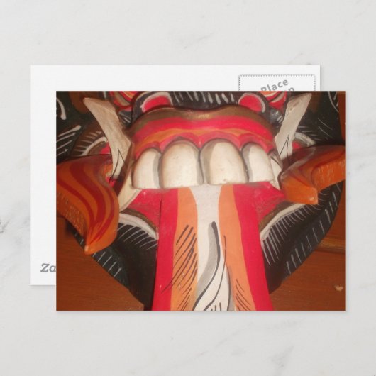 Funny Beängstigende Weiße Zunge Halloween Maske Postkarte (Vorne/Hinten)