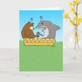 Funny Bear and Shark Birthday Card Karte (Gelbe Blume)