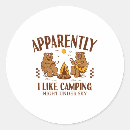 Funny Bear Apparently, I Like Camng  Runder Aufkleber (Vorderseite)