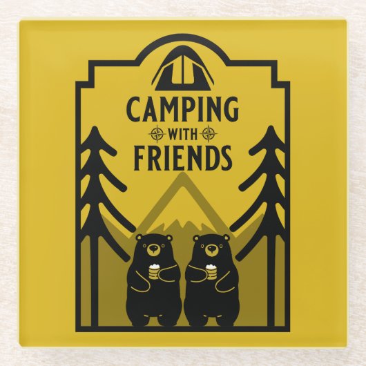 Funny Bear Camp Adventure Kanada Glasuntersetzer (Vorderseite)