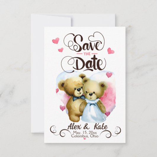 Funny Bear Couple Wedding Save The Date (Vorderseite)