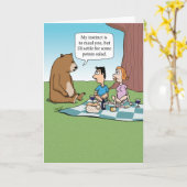 Funny Bear Crashing a Picnic Birthday Karte (Gelbe Blume)
