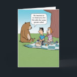 Funny Bear Crashing a Picnic Birthday Karte<br><div class="desc">Diese lustige Geburtstagskarte eines Cartoon zeigt einen Bären,  der in der Lage sein könnte oder nicht sein könnte,  seine Instinkte bei Tieren Kontrolle. Schließlich ist Kartoffelsalat köstlich. Vielen Dank für die Auswahl dieses originalen Design von © Chuck Ingwersen. Ich poste Cartoon auf Instagram: https://www.instagram.com/captainscratchy</div>