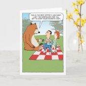 Funny Bear Crashing a Picnic Birthday Karte (Gelbe Blume)