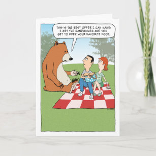 Funny Bear Crashing a Picnic Birthday Karte