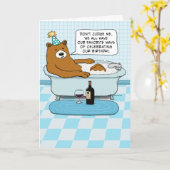 Funny Bear Drink Wein, Soaking in Tub Geburtstag Karte (Gelbe Blume)