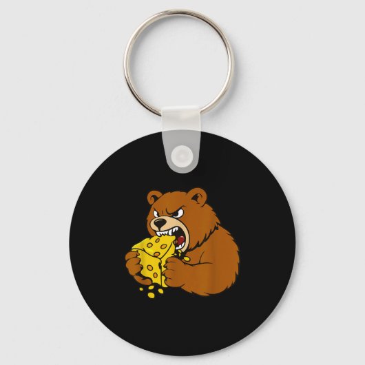 Funny Bear Eating Cheese Illustration For Food Lov Schlüsselanhänger (Vorderseite)