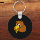 Funny Bear Eating Cheese Illustration For Food Lov Schlüsselanhänger (Vorderseite)