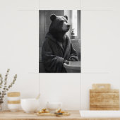 Funny Bear in Bathrobe Print, Quirky Bathroom Poster (Küche)