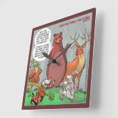 Funny Bear & Its Take On Climate Change Wall Clock Quadratische Wanduhr (Winkel)