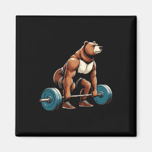 Funny Bear Lifting Weight Bodybuilding Workout Gy Magnet