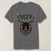 Funny Bear mit Deer Antlers Beer Graphic Premium T-Shirt (Design vorne)