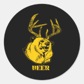 Funny Bear Plus Deer Equals Beer Deer Hunting Usa Runder Aufkleber (Vorderseite)