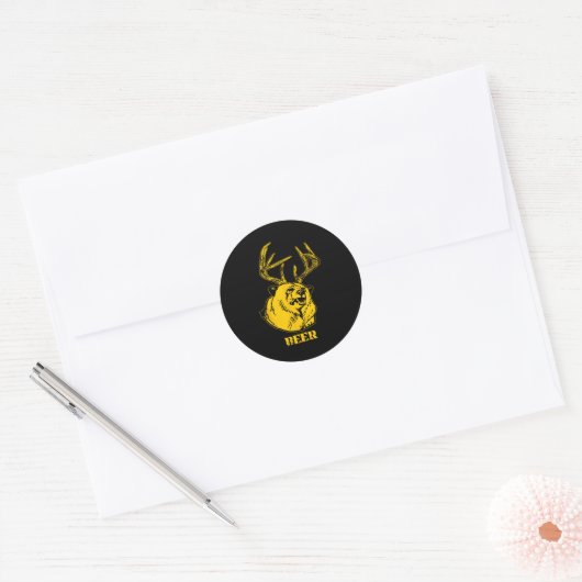 Funny Bear Plus Deer Equals Beer Deer Hunting Usa Runder Aufkleber (Umschlag)