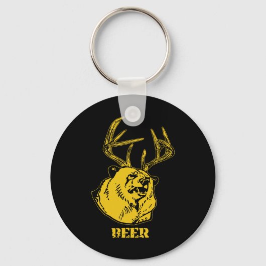 Funny Bear Plus Deer Gleich Bier Hirsch Jagd USA Schlüsselanhänger (Vorderseite)