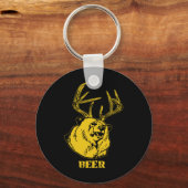 Funny Bear Plus Deer Gleich Bier Hirsch Jagd USA Schlüsselanhänger (Vorderseite)