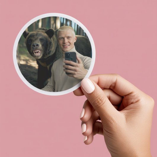 Funny Bear Selfie Custom Sticker - Trending Now