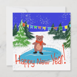 Funny bear Skaten Einladung