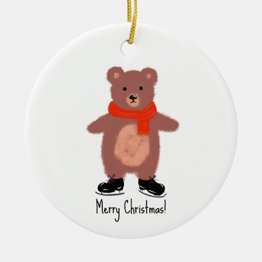 Funny bear Skaten Keramik Ornament (Vorne)