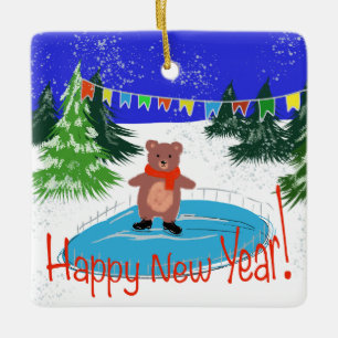 Funny bear Skaten Keramikornament