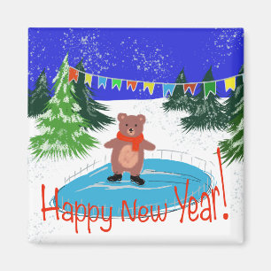 Funny bear Skaten Magnet