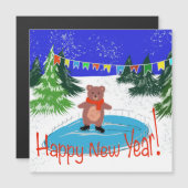 Funny bear Skaten Magnetkarte (Vorne/Hinten)